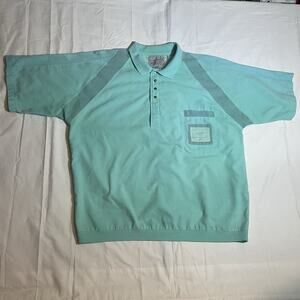 Vintage Xceptions by DSI Shirt Mens XL Teal Green Short Sleeve Polo 80s Taiwan